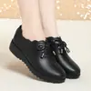 Zapatos Planos, Antideslizantes, de Suela Blanda y Boca Profunda para Madres de Mediana Edad, Zapatos Populares de Cuero para Mujer, Zapatos de Vestir Cómodos y de Moda para Personas de Mediana Edad y Mayores