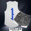 Conjunto Esportivo Masculino Calça de Corrida ao Ar Livre Fitness Verão Basquete Treinamento Secagem Rápida Regata Sem Mangas Roupa de Fitness para Corrida Noturna
