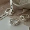 Anillo texturizado de plata de ley S925 para mujer, diseño abierto ajustable, estilo de nicho de alta gama, anillo versátil de lujo ligero para el dedo índice, nuevo