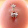 Europeu e Americano Sexy Borboleta Pingente Prego Umbilical Aço Inoxidável Micro-incrustado Zircon Lua Umbigo Anel Mulheres Longo Piercing Jóias