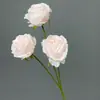 Flores Artificiales de Rosa de Montaña de Nieve de Tres Cabezas Transfronterizas para Decoración de Fondo de Salón de Bodas y Arreglo de Pasillo