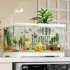 Acuario Pequeño Creativo para Uso Doméstico, Acuario de Paisajismo para Sala de Estar, Adecuado para Cría de Peces Dorados y Peces Ornamentales, Acuario Ecológico Transparente con Tapa