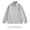 Sudadera Pesada Oversize Bordada con Cuello Alto y Media Cremallera Marca Trendy Americana para Jóvenes Holgada Casual Deportiva