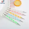 Caneta de ponta com haste espiral de dupla extremidade para nail art, Caneta de flor de ponta de haste de cristal, Conjunto de 5 canetas para nail art, Ferramenta de ponta para nail art