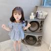 Ropa para Niños Exportación Vestido de Muñeca para Niñas 2026 Verano Camisa de Muñeca a Cuadros Elástica con Mangas Abullonadas para Niñas Top de Moda para Niños
