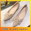 Zapatos de Novia, Zapatos de Salón de Punta Fina para Mujer, Nuevos Estilo Floral Francés Primavera y Verano 2025, Zapatos de Dama de Honor Cómodos para los Pies, Zapatos de Boda para Mujer