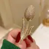 Broche de Tulipán con Ramo Completo de Diamantes Estilo Francés Súper Hermoso, Broche de Circonita Elegante y Versátil para Mujer, Adecuado para Trajes y Abrigos