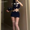 Uniforme sexy y apasionado mono sexy de marinero azul marino uniforme de policía con tiras caladas traje de seducción 270