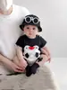 Macacão de bebê estilo verão fino estampa pinguim desenho animado macacão de manga curta roupa de engatinhar super fofo roupa de verão