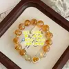 Pulsera de Citrino para Mujer, Diseño de Alta Gama, Regalo de Nicho, Cristal Dorado de Cabello Atractor de Riqueza, Cristal Amarillo Natural Torre, Pulsera de Calabaza