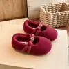 Sapatos Mary Jane de Lã Retrô com Aumento Oculto de Altura para Mulheres 2026 Outono/Inverno Novo Estilo Sola Plana Versátil Sapatos de Pelúcia