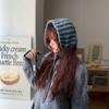 Bufanda Pequeña Rayada Estilo Coreano Nueva de Invierno 2026 para Mujer, Orejeras de Punto Cálidas, Calentador de Cuello de Lana de Nicho Ins