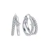 Pendientes de doble aro con forma de estrella de moda, estilo europeo y americano, para mujer, diseño de nicho con un toque de alta gama, deslumbrantes pendientes de circonita, regalo