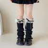 Meias para Meninas Outono e Inverno Laço Lolita Longas Estilo Ballet Cor Lisa Tricotadas Meias para Panturrilha Meias Peludas Meias para Meninas