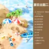 Adereços de Foto de Praia em Miniatura Mini Cenário Construção Estilo Férias de Verão na Praia Janela de Exibição com Fundo de Coqueiro