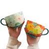 Taza de Cerámica con Relieve Pintada a Mano de Aspecto Elevado para el Hogar, Taza de Té con Flores de Gran Capacidad para la Oficina, Taza de Leche, Taza de Café