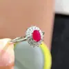 Anillo de Rubí Rojo Paloma Natural Plata S925 Incrustación Seiko, Proceso de Galvanoplastia 18k, Piedra Principal 4*6mm