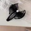 Elegante Pasador de Moño de Organza con Pedrería y Perlas, Dulce Accesorio para el Cabello de Alta Gama para la Parte Trasera de la Cabeza y Pinzas Laterales