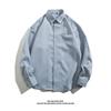 Camisa de manga comprida pesada estilo americano cor sólida para homens e mulheres casal solto retro moda casual camisa estilo japonês jaqueta de trabalho