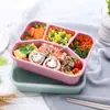 Caixa de almoço de palha de trigo caixa de almoço japonesa caixa de almoço de estudante portátil forno de micro-ondas compartimento quadrado caixa para fast food para o trabalho