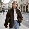 Jaqueta Suéter Estilo Preguiçoso Pronta para Uso Transfronteiriço para Mulheres Outono e Inverno Novo Estilo Coreano Versátil Cor Lisa Gola Alta Zíper Cardigan de Tricô