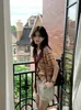 SUSAN Chal adelgazante de color bloque a rayas estilo coreano, suave, cárdigan de punto de manga corta de dos piezas simuladas para mujer, top de verano 5759s