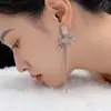 Pendientes Largos con Lazo de Flor Dulce y Borla para Mujer, Lujo Accesible Elegante, Pendientes de Nicho, Pendientes Elegantes de Gama Alta