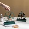 Repelente de mosquitos de verano trébol de cuatro hojas triángulo hierro soporte grande para incienso repelente de mosquitos decoración creativa quemador de incienso caja gris