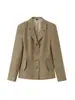 Ropa de mujer de comercio exterior transfronterizo más vendida en Amazon 2026 otoño blazer de raya diplomática color caqui de un solo botón para mujer