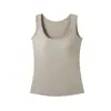 Oferta EspecialOutono/Inverno Camisola de Essência de Orquídea em Tencel para Mulheres, Novo Estilo com Bojos Embutidos, Colete Quente de Lã, Leve, Cor Sólida, Camada Interna