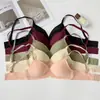 Sutiã Push-Up Triângulo Estilo Francês para Seios Pequenos Feminino, Atacado, Borda Ondulada, Sem Fio, Sustentação Lateral, Lingerie Respirável