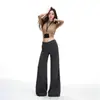 Pantalones Deportivos Casuales de Mujer Negros Ligeramente Elásticos Adelgazantes con Caída Ligeramente Sueltos Acampanados, Otoño/Invierno 2026, Soporte para Dropshipping