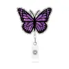 Porta-Crachá Retrátil de Acrílico Borboleta com Borda Prateada e Glitter, Clipe de Crachá de Identificação Retrátil Borboleta Colorida com Glitter para Identificações de Profissionais de Saúde e Estudantes