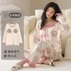 Pijama Feminino 2026 Novo Primavera e Outono 100% Algodão com Bojo Embutido, Manga Longa, Pode Ser Usado Fora, Conjunto para Casa