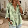 2026 AliExpress TEMU moda de comércio exterior padrão estampa 3D manga longa gola alta cardigã camisa feminina de manga longa