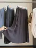 Saia Midi Plissada de Cintura Alta Estilo Coreano Nova Outono/Inverno para Mulheres, Fluida, Emagrecedora, Versátil, Linha A, Barra Larga