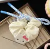 Scrunchie de Corda Bege com Laço Novo Estilo Coreano Simples Versátil Prendedor de Rabo de Cavalo Acessório de Cabelo Atacado