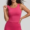 Chaleco de Yoga Cruzado Color Durazno, Una Pieza con Cuello Redondo Fijo, Ajustado, Anti-Exposición, Chaleco Deportivo Antideslizante