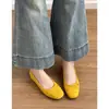 Versión de Piel de Oveja~Zapatos de Ballet para Mujer de Piel Genuina Estilo Nuevo de Primavera con Aumento Oculto de Altura, Zapatos de Boca Baja con Lazo Suave, Mocasines
