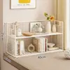 Organizador de escritorio, estantería simple para el escritorio, estante de almacenamiento para escritorios de estudiantes, gabinete de almacenamiento de hierro para libros en dormitorios
