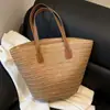 Bolso tote tejido de color liso para mujer 2026 nuevo, bolso de paja, bolso de hombro de gran capacidad para verano, bolso de playa para vacaciones