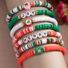 Hot Cross Border Hot Sale Natal Papai Noel Árvore de Natal Chapéu de Natal Cerâmica Macia 7 peças terno Presente Pulseira