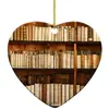 Ornamento Coração de Amantes de Livros pingente de amor em acrílico etiqueta para estante de livros pingente para árvore de Natal