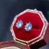 Anillo Explosiones Luz de Luna Azul Moda para Mujer Estilo Sencillo Piedra Principal 4x 6mm Venta al por Mayor de Fábrica Plata S925