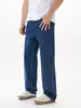 Moda Masculina Fengshe / Novo Estilo Primavera 2026 Sarja Grossa Corte Tridimensional Estrutura de Retalhos Calça Jeans Reta Solta para Homens