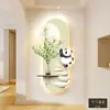 Pintura Decorativa de Entrada de Panda Lindo, Pintura Colgante para Puerta de Entrada, Mural de Planta Verde Hidropónica de Alta Gama, Fábrica de Origen