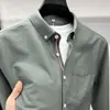 Camisa Oxford de Manga Longa 100% Algodão Puro para Homens, Moda Outono Casual Bordada Camisa Surplus Masculina para Negócios e Uso Diário