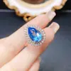 Anillo Popular de Topacio Natural al por Mayor de Fábrica Plata S925 Incrustado Piedra Principal 8*12 Joyería de Lujo Venta Directa de Fábrica