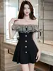 Vestido de Renda de Um Ombro com Babados e Efeito Modelador para um Visual Emagrecedor, Adequado para Festas de Aniversário, Jantares, Encontros, Anfitriãs e Madrinhas