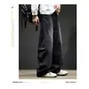 Jeans rectos de peso pesado para hombre, pantalones casuales tipo papá lavados vintage de primavera, pantalones de trabajo anchos sueltos de la alta calle americana